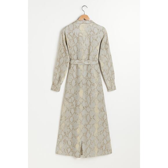 Lafayette 148 New York Silk Blend Snake-Print Maxi Shirt Dress Women's Small - Picture 3 of 4